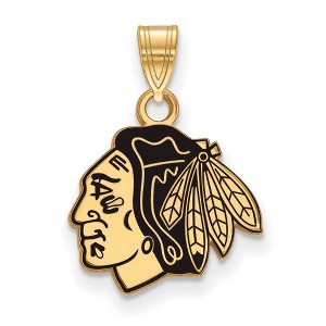 Black Bow Jewelry 14k Yellow Gold Plated Sterling Silver Chicago Blackhawks NHL Small Pendant - 1 of 3