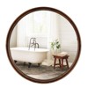 WallBeyond 26" Round Classic Wood Wall Mirror Walnut Brown - 3 of 4