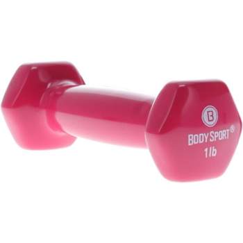 BodySport Vinyl Coated Dumbbell Weight, Strength Training Equipment for Home Gym, 1 lb., Pink