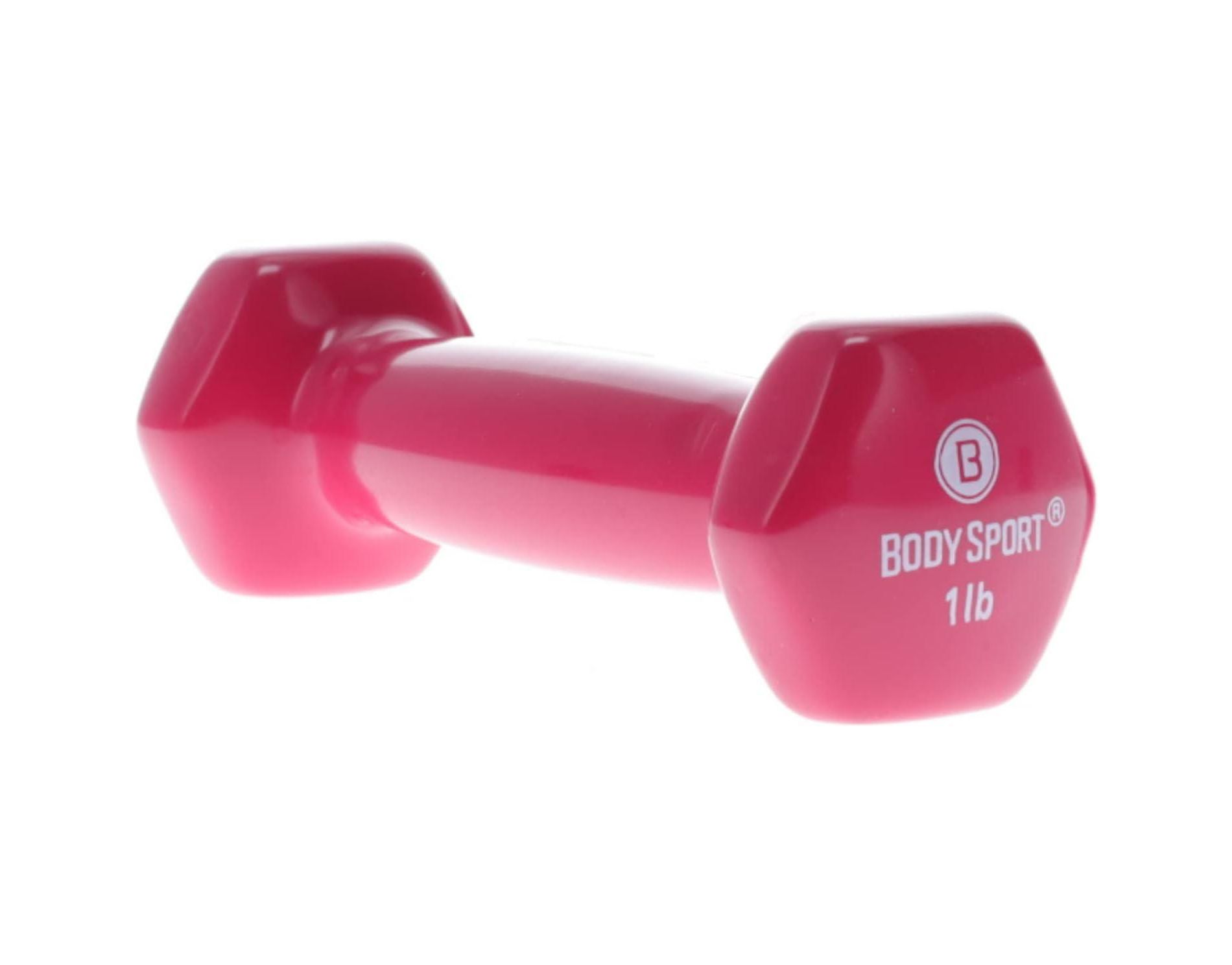 BodySport Vinyl Coated Dumbbell Weight, Strength Training Equipment for Home Gym, 1 lb., Pink