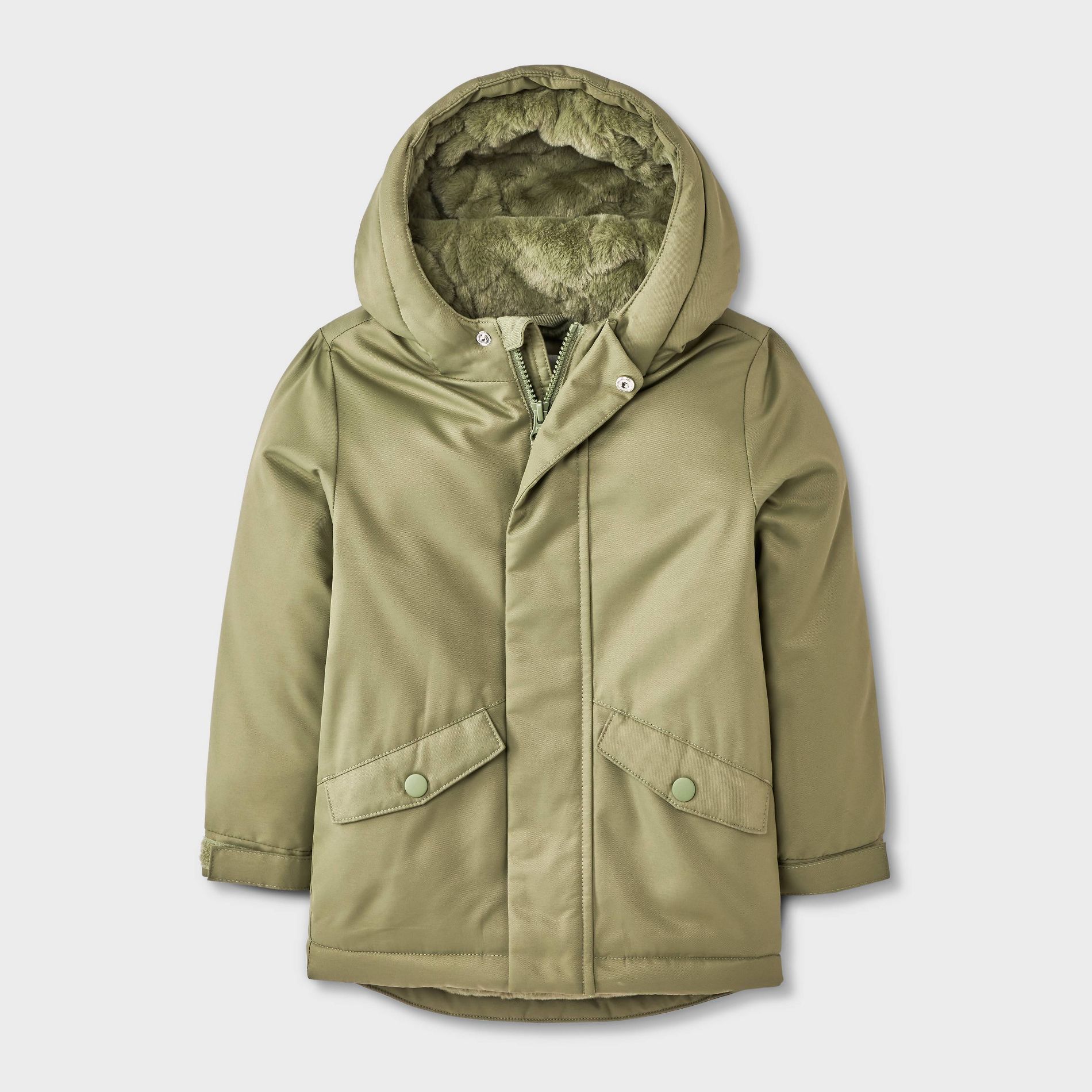 Toddler Boys' Cozy Lined Playground Parka Jacket - Cat & Jack™ Olive Green