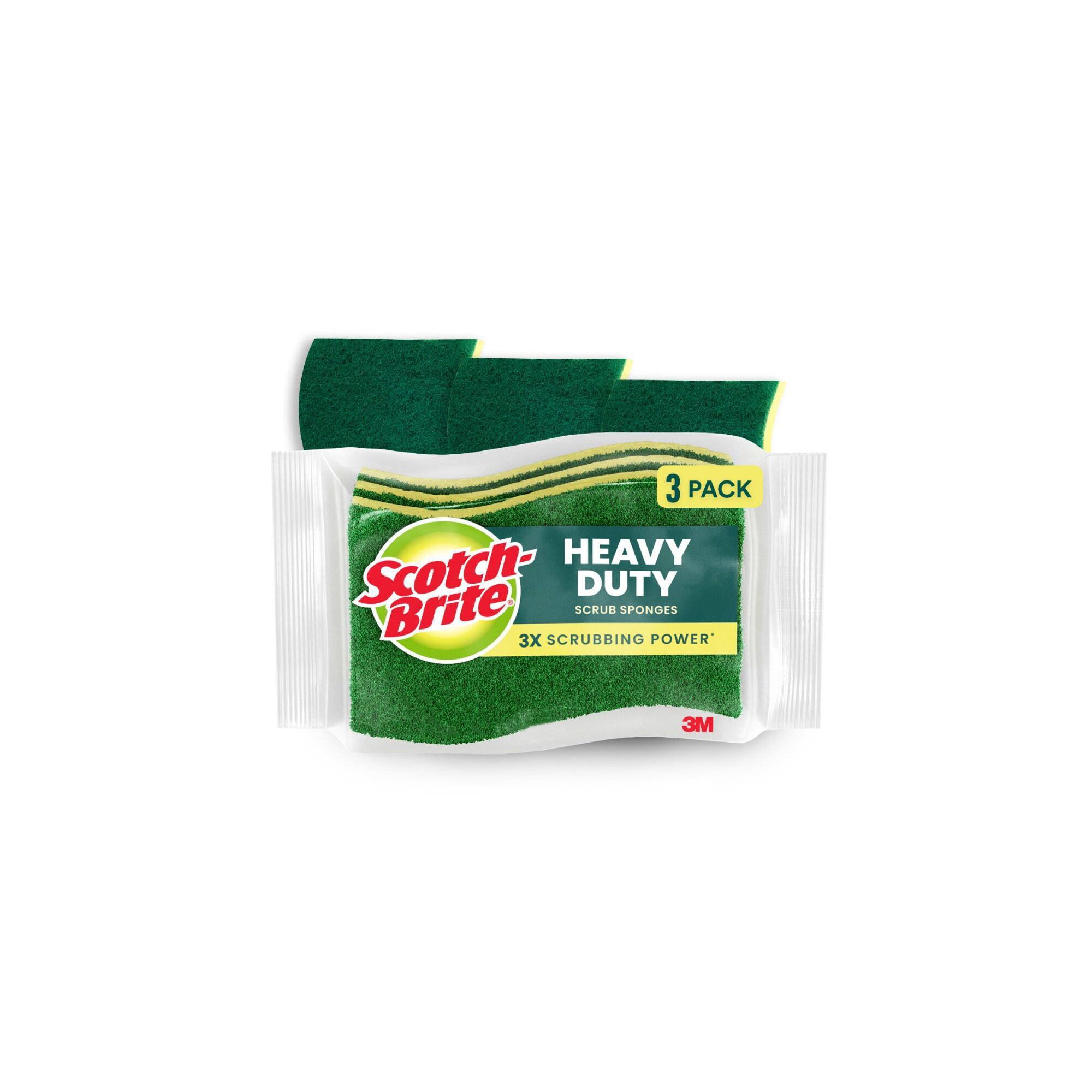 Scotch-Brite Heavy Duty Scrub Sponges - 3ct: Cellulose, Reusable, Multi-Surface