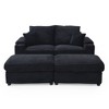VYNXARIA Loveseat with Ottomans,Corduroy Fabric Modular Sectional Sofa,Comfy Deep Plush Couch with Ottomans and Two Pillows,Black - 4 of 4