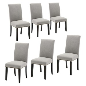 Dining Chairs Set of 4,Modern Fabric Upholstered Ergonomic Chairs with Curved Backrest,Heavy-Duty Wood Legs - 1 of 4