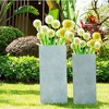 Set of 2 Tall Square Lightweight Concrete Planters Slate Gray - Rosemead Home & Garden, Inc. - 3 of 4