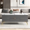 42"W Lift-Top Coffee Table Cocktail Table Center Table Multi Functional Table Dining Table with Drawers, Gray+Marbling White-ModernLuxe - 2 of 4