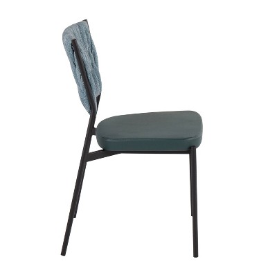 Braided Tania 39" Blue Faux Leather Metal Dining Chair Set