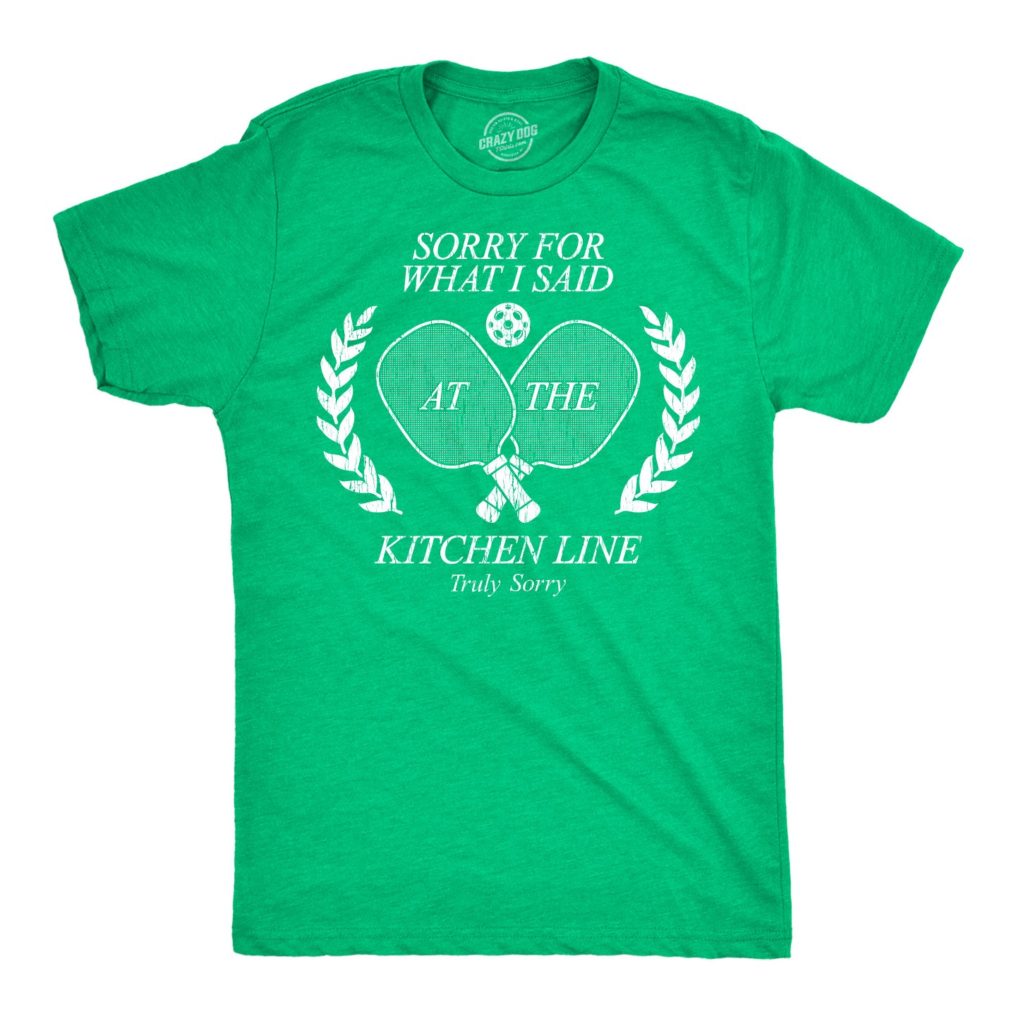 Мужская футболка Crazy Dog T-Shirts, Inc. T Shirt Sorry For What I Said At The Kitchen Line Tee For Men - Crazy Dog T Shirt for Pickleball Fans Green, цвет: Зелёный — фото 1
