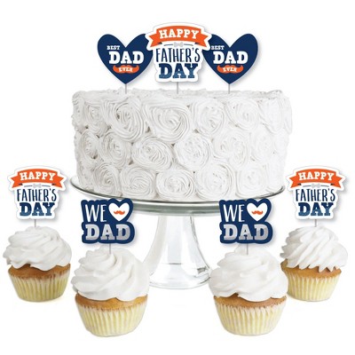 Big Dot of Happiness Happy Father's Day - Dessert Cupcake Toppers - We Love Dad Party Clear Treat Picks - Set of 24