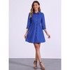 INSPIRE CHIC Women's 3/4 Sleeve Button Front Solid Color Flare Mini Shirt Dress - 3 of 4