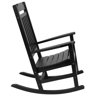 Sleek Black Poly Resin All-Weather Rocking Chair