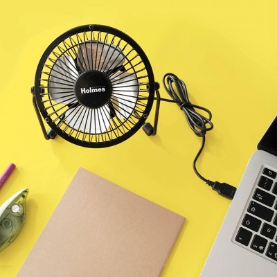 Holmes 4&#34; USB Powered Adjustable Head Personal Desk Fan Black_2