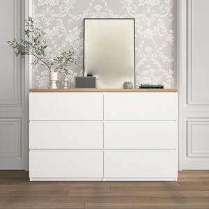 6 Drawer Dresser for Bedroom, 47" Wide Wood Chest of Drawers, Storage Dresser Organizer, Closet Dresser for Bedroom Living Room Hallway - 1 of 4