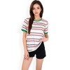 Anna-Kaci Women's Short Sleeve Striped Casual Tee with Contrast Trim - 4 of 4
