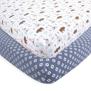 Hudson Baby Infant Boy Cotton Fitted Crib Sheet, Buffalo, One Size - 1 of 1