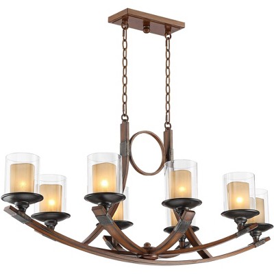 Mahogany and Bronze 8-Light Rustic Farmhouse Chandelier