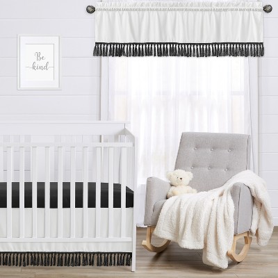 Black and White Boho Stitch Rod Pocket Window Valance