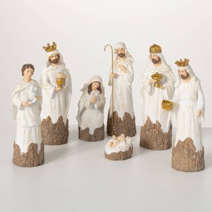 Sullivans "Tree Carved" Nativity Multicolor 8"H Resin Set of 7 - 1 of 3