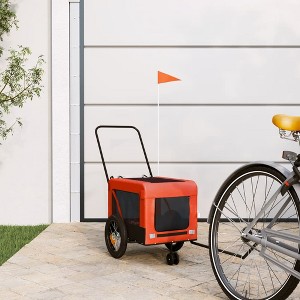 vidaXL Pet Bike Trailer & Carrier with Iron Frame, Oxford Fabric and PVC Cover - Versatile and Durable in Orange and Black - 1 of 4
