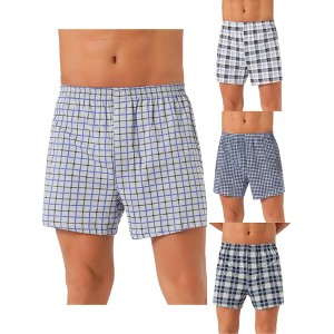 INSPIRE CHIC Men's 4 Pack Elastic Waistband Plaid Pattern Boxer Shorts - 1 of 4
