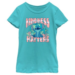 Girl's Lilo & Stitch Kindness matters Stitch T-Shirt - 1 of 4