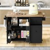 Mobile Kitchen Island with Fold-Down Leaf, Built-In Storage Shelf, Three-Level Sliding Cabinet Organizer, and Spice Storage Rack - 2 of 4