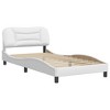vidaXL Twin XL Faux Leather White Bed Frame with Headboard Base - Elegant Waved Design, Plywood Slats & Headboard Pillow - 2 of 4