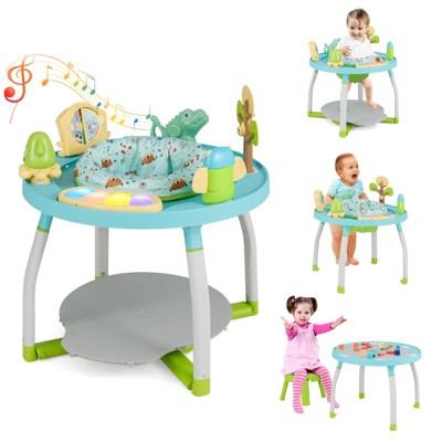 Costway 5-in-1 Baby Activity Center with Rotating Seat Removable Toys Lights & Music Blue