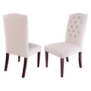 Crown Top Linen Dining Chair Wood/Ivory (Set of 2) - Christopher Knight Home