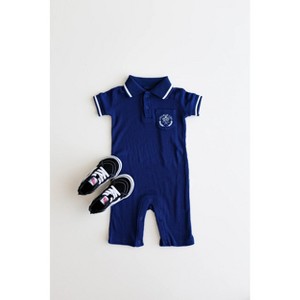 Waffle Polo Romper | Charlie Lou Baby - 1 of 4