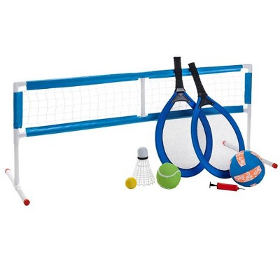 HearthSong 3-in-1 Outdoor Active Game Set with Oversized Tennis, Badminton, and Volleyball