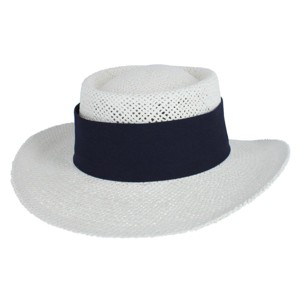 CTM Men's White Straw Gambler Hat with Hatband - 1 of 4