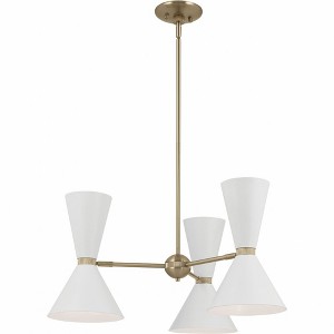 Phix 30.75 Inch 6 Light Chandelier in Champagne Bronze with Greige and White - 1 of 1