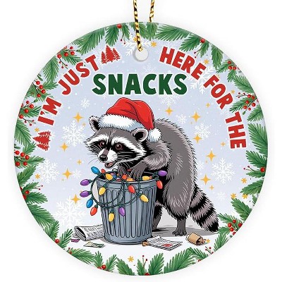 Lomsoe Funny Raccoon Christmas Ornaments Im Just Here Ceramic Tree Decoration Rustic Xmas Decor Christmas Tree Ornament Christmas Gift