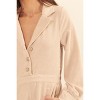 Slickblue Women's Woven Corduroy Romper with Lapel Collar and Elastic Waist - Cream/Taupe, Size S-L - 4 of 4