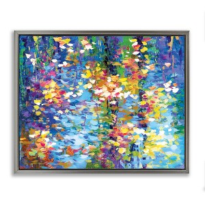 Stupell Industries Colorful Reflections Lake Flowers Floating Frame Canvas Art - 1 of 4