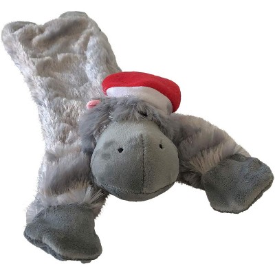 Midlee Hippo Stuffingless Christmas Dog Toy with Santa Hat