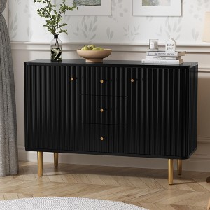 Sideboard Buffet Cabinet with Storage, 48" Fluted Accent Cabinet with 2Drawers and 2 Doors, Modern Credenza Storage Cabinet for Entryway, Kitchen - 1 of 4