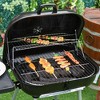 Kumasinova 21" Portable Charcoal Grill with Wheels, Bottom Shelf, Adjustable Vents on Lid, BBQ Smoker for Picnic Camping Backyard Cooking, Black - 2 of 4