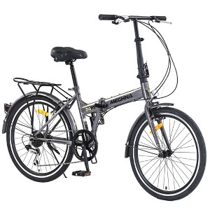 Okak 24IN Folding Bike with 7 Speed and Steel Frame, Cruiser Bikes with Rear Shelf and Mudguard, Adult Bike for Traval and Commuting - 1 of 4