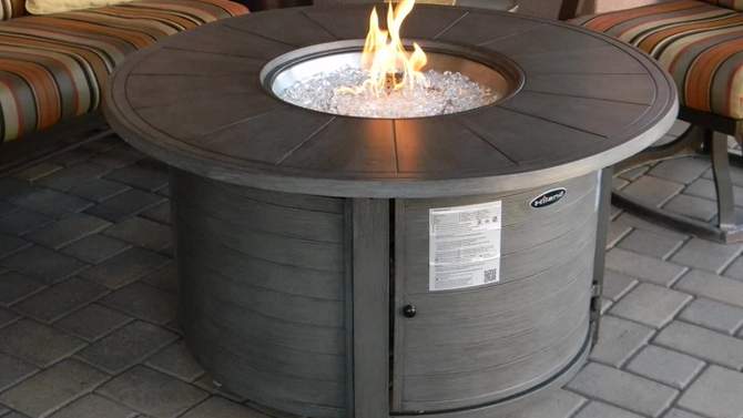 Cast Aluminum Round Fire Pit Brushed Wood Finish - AZ Patio Heaters, 2 of 7, play video