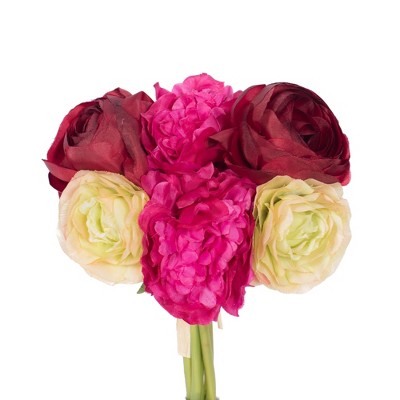 Vickerman 8" Artificial Polyester Ranunculus And Peony Bouquet.