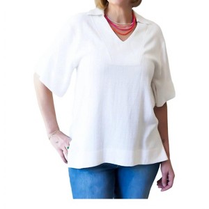 Women's Linen Collared Top - P.CILL - 1 of 3