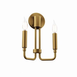 Modway Rekindle 2-Light Wall Sconce – Modern Industrial Light Fixture with Brass Finish and Glass Shades - 1 of 4