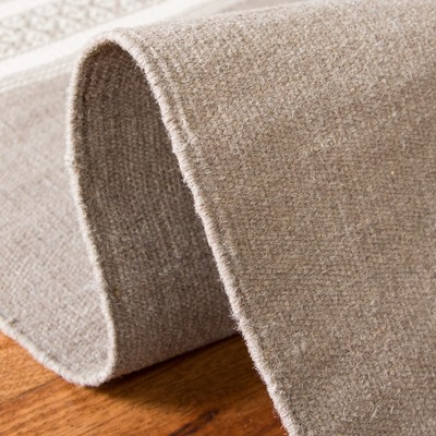 Handmade Light Brown Wool Flat Woven Rectangular Rug