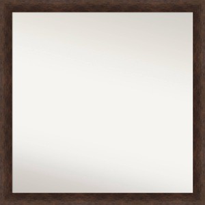 29"x29" Non-Beveled Narrow Wood Bathroom Wall Mirror Warm Walnut - Amanti Art: Modern Square, Wall Mount, Includes Hardware - 1 of 4
