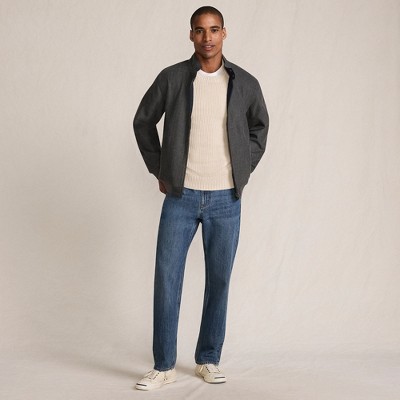 Lands' End Men's Reversible Harrington Jacket - Medium - Dark Gray Herringbone — фото 3
