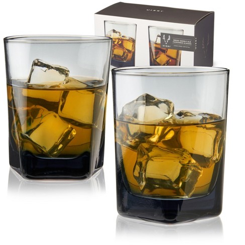 Viski Prism Raye Gem Crystal Lowball Liquor Tumblers Set of 2 - Heavy Base  Crystal for Whiskey, Bourbon, Old Fashioned and Scotch, Cocktail Glass Gift  Set, 10 Oz