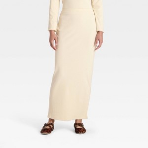 Women's High-Rise Brushed Ribbed Maxi Skirt - A New Day™ - 1 of 4