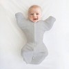 Transitional Swaddle Sack with Arms Up Half-Length Sleeves and Mitten Cuffs Wearable Blanket - Heathered Gray with Stripe - image 3 of 4